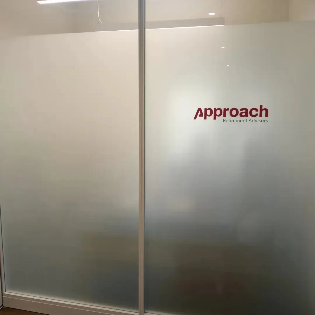 Additional view of the completed commercial decorative window film project