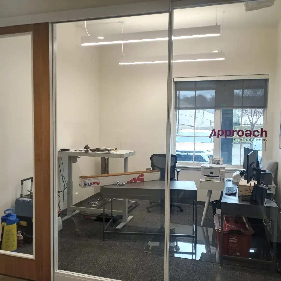 Commercial space before decorative window film installation