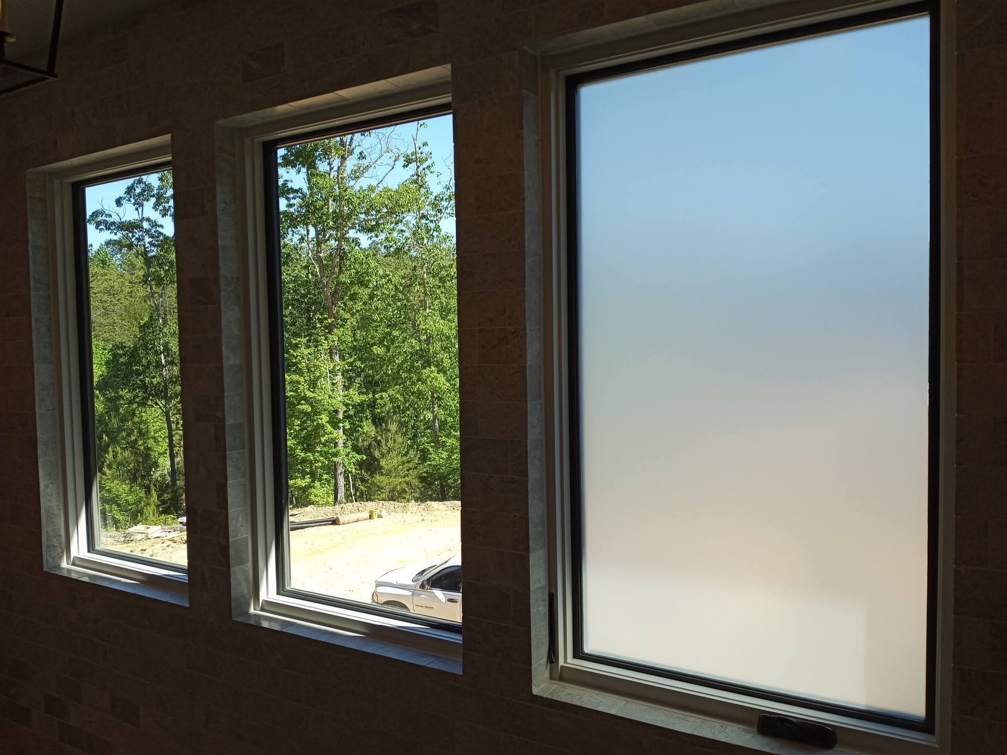 Hoover Greystone residence before decorative window film installation
