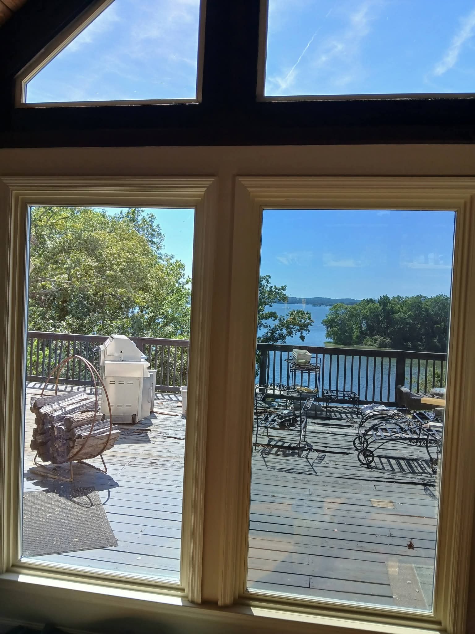Lake Martin area residence after window film installation, interior lake view
